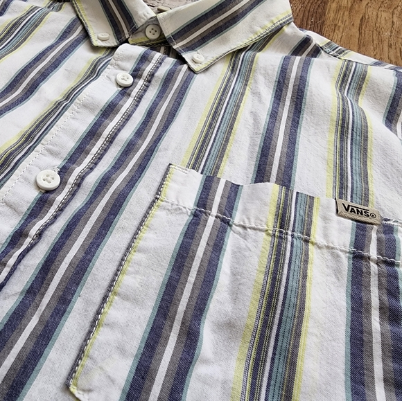 Vans Short Sleeve Button Down Casual Striped Shirt Size M - Picture 5 of 10